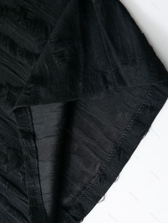 Men's Casual Shirt Jacquard Texture Solid Color Button Up Shirt - BLACK 3XL