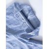 Chemise décontractée pour homme, texture jacquard, couleur unie, boutonnée - Bleu Poudre L