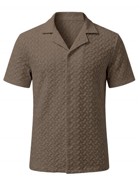 Men's Beach Shirt Zig Zag Hollow Out Cuban Collar Button Up Shirt
