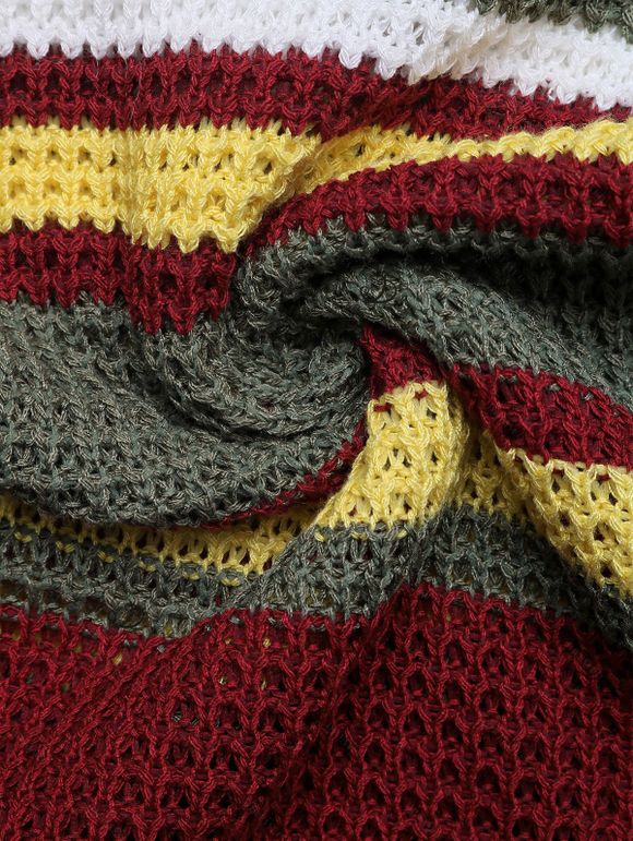 Vintage Bodycon Knitted Dress Colorblock Striped Print Halter Mini Dress - multicolor A XL | US 10