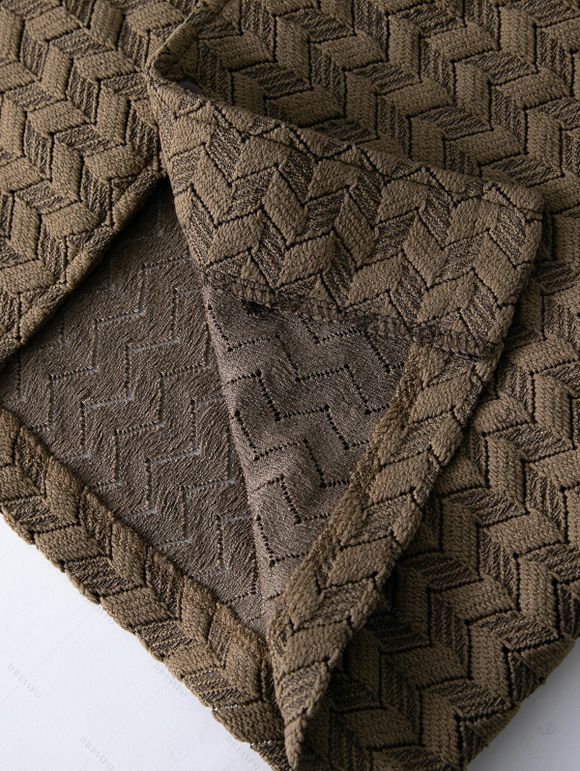 Men's Beach Shirt Zig Zag Hollow Out Cuban Collar Button Up Shirt - Café profond 3XL