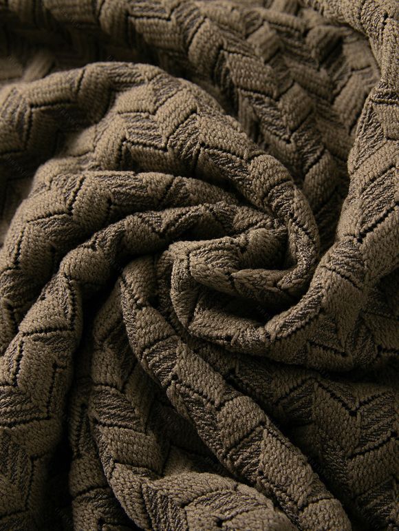 Men's Beach Shirt Zig Zag Hollow Out Cuban Collar Button Up Shirt - Café profond 3XL