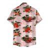 Hawaiian Vacation Couple Outfit Vintage Tropical Palm Tree Hibiscus Floral Print Spaghetti Strap Mini Dress and Shirt Set - Rose S | US 4