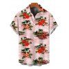 Hawaiian Vacation Couple Outfit Vintage Tropical Palm Tree Hibiscus Floral Print Spaghetti Strap Mini Dress and Shirt Set - Rose S | US 4