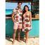 Hawaiian Vacation Couple Outfit Vintage Tropical Palm Tree Hibiscus Floral Print Spaghetti Strap Mini Dress and Shirt Set - Rose S | US 4