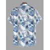 Vacation Couple Outfit Hibiscus Floral Tropical Palm Leaf Print Lace Hollow Out Skort Romper and Shirt Set - Bleu S | US 4