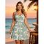 Mini Robe de Vacances Ligne A Motif de Feuille Tropicale Partout - Bleu profond XXXXL | US 18
