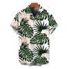 Men's Beach Vacation Shirt Tropical Monstera Palm Leaf Print Button Up Shirt - PLANT GREEN 5XL