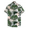 Men's Beach Vacation Shirt Tropical Monstera Palm Leaf Print Button Up Shirt - PLANT GREEN 5XL