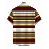 Men's Hawaiian Shirt Vintage Colorblock Striped Print Button Up Shirt - multicolor A 5XL