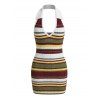 Vintage Bodycon Knitted Dress Colorblock Striped Print Halter Mini Dress - multicolor A XL | US 10