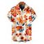 Men's Hawaiian Vacation Shirt Vintage Colorblock Floral Print Button Up Shirt - Rose orange 5XL