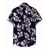 Men's Vacation Shirt Vintage Watercolor Botanical Floral Print Shirt Button Up Shirt - Bleu de Minuit 5XL