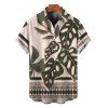 Men's Hawaiian Vacation Shirt Vintage Monstera Leaf Geometric Print Button Up Shirt - Vert Armée 5XL