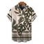 Men's Hawaiian Vacation Shirt Vintage Monstera Leaf Geometric Print Button Up Shirt - Vert Armée 5XL