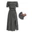 Vacation T-shirt Dress Striped Print Off the Shoulder Pocket Slit Belt Casual Dress - Noir XL | US 10