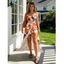 Hawaiian Vacation Skort Romper Vintage Colorblock Floral Print Surplice Hollow Out Skort Romper - orange clair XXXXXL | US 20