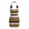 Hawaiian Couple Outfit Vintage Colorblock Striped Print Halter Mini Bodycon Knitted Dress and Shirt Set - multicolor A S | US 4
