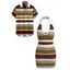 Hawaiian Couple Outfit Vintage Colorblock Striped Print Halter Mini Bodycon Knitted Dress and Shirt Set - multicolor A S | US 4