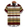 Hawaiian Couple Outfit Vintage Colorblock Striped Print Halter Mini Bodycon Knitted Dress and Shirt Set - multicolor A S | US 4