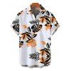 Men's Hawaiian Vacation Shirt Tropical Monstera Palm Leaf Print Button Up Shirt - Orange 5XL