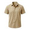 Men's Casual Shirt Solid Color Floral Hollow Out Button Up Shirt - café lumière L