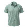 Men's Casual Shirt Solid Color Floral Hollow Out Button Up Shirt - Vert clair 3XL