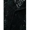 Men's Casual Shirt Solid Color Floral Lace Hollow Out Button Up Shirt - Noir 3XL