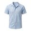 Men's Casual Shirt Solid Color Floral Lace Hollow Out Button Up Shirt - Bleu Poudre 3XL