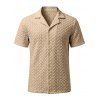 Men's Beach Shirt Zig Zag Hollow Out Cuban Collar Button Up Shirt - café lumière L