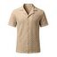Men's Beach Shirt Zig Zag Hollow Out Cuban Collar Button Up Shirt - Café profond 3XL