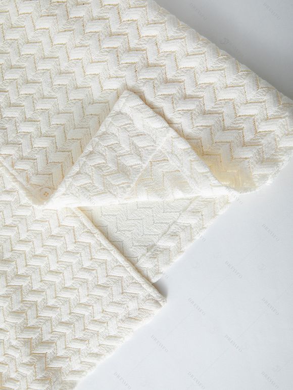 Men's Beach Shirt Zig Zag Hollow Out Cuban Collar Button Up Shirt - Blanc de Crème 3XL