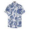 Men's Vacation Shirt Botanical Leaf Scroll Silhouette Print Button Up Shirt - LIGHT BLUE 5XL