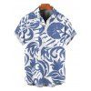 Men's Vacation Shirt Botanical Leaf Scroll Silhouette Print Button Up Shirt - Bleu clair L
