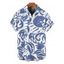 Men's Vacation Shirt Botanical Leaf Scroll Silhouette Print Button Up Shirt - Bleu clair L