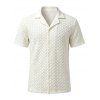 Men's Beach Shirt Zig Zag Hollow Out Cuban Collar Button Up Shirt - Blanc de Crème 3XL