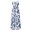 Vacation Jumpsuit Botanical Leaf Silhouette Print Bowknot Off the Shoulder Wide Leg Jumpsuit - Bleu clair XXXXL | US 18