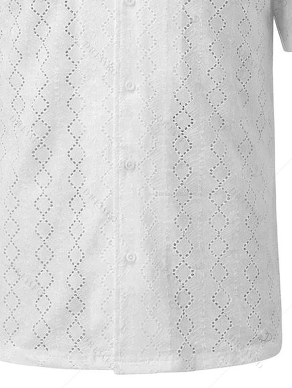 Beach Vacation Couple Outfit Monochrome Geometric Print One-piece Swimsuit and Hollow Out Shirt Set - Noir S | US 4