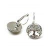 Boucles D'Oreilles Pendantes Motif Rond et Arbre de Vie Style Vintage - Argent 