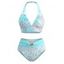 Beach Vacation Bikini Swimsuit Ombre Sequined Leopard Print Ruched Halter Swimwear Set - Vert Menthe L | US 8-10