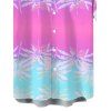 Men's Beach Vacation Shirt Ombre Coconut Tree Print Button Up Shirt - Rose Vif 5XL