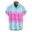 Men's Beach Vacation Shirt Ombre Coconut Tree Print Button Up Shirt - Rose Vif 5XL