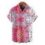 Men's Beach Vacation Shirt Ombre Sequined Leopard Print Button Up Shirt - Rose Vif 5XL