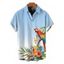 Men's Vacation Shirt Ombre Parrot Tropical Leaf Hibiscus Floral Print Button Up Beach Shirt - Bleu Poudre 5XL