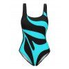 Beach One-piece Swimsuit Monochrome Geometric Print Square Neck Vacation Swimwear - Pers S | US 4