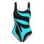 Beach One-piece Swimsuit Monochrome Geometric Print Square Neck Vacation Swimwear - Blanc XXL | US 14