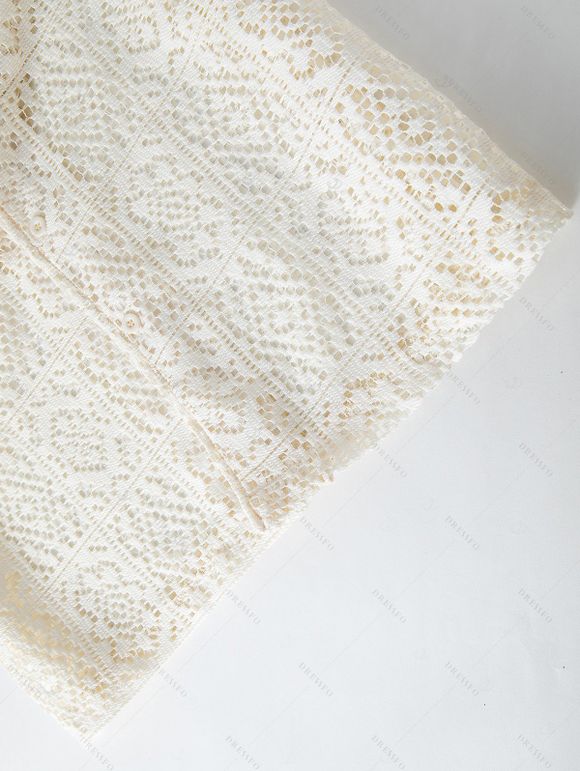 Vacation Couple Outfit Vintage Ethnic Floral Print Pocket Off the Shoulder Romper and Hollow Out Shirt Set - Vert S | US 4