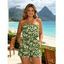 Hawaiian Vacation Romper Coconut Tree Leopard Print Pocket Off the Shoulder Romper - PLANT GREEN L | US 8-10