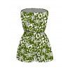Hawaiian Vacation Romper Coconut Tree Leopard Print Pocket Off the Shoulder Romper - PLANT GREEN XXL | US 14