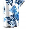 Hawaiian Vacation Couple Outfit Colorblock Palm Leaf Print Pocket Off the Shoulder Romper and Shirt Set - Blanc S | US 4